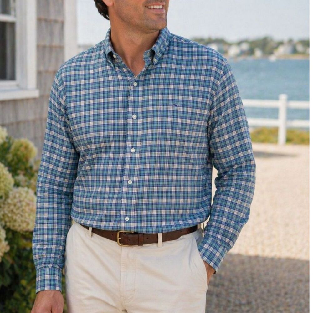 Vineyard Vines XXL Plaid Button Down Shirt 100% Cotton Classic Fit Whale Shirt